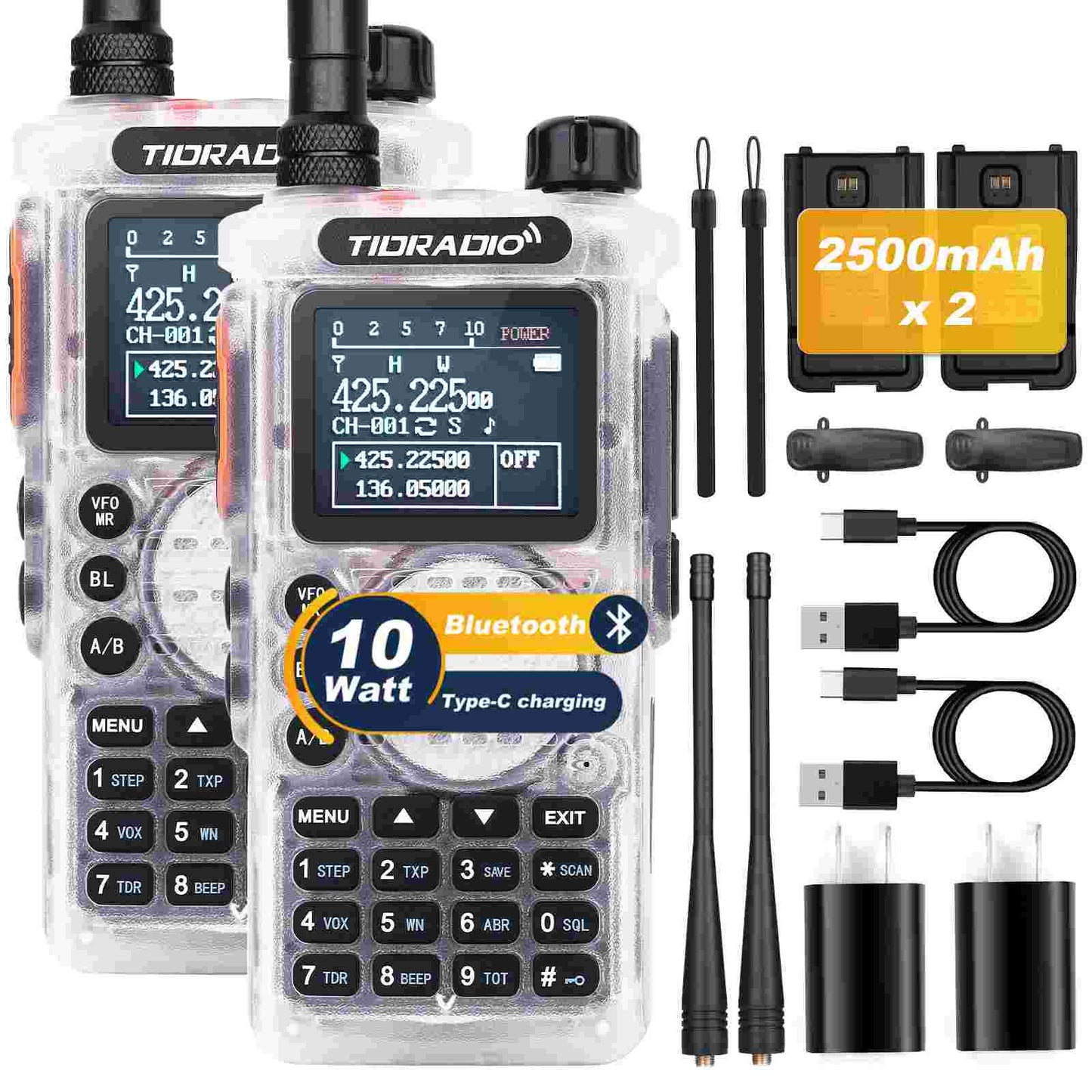 TIDRADIO Gen2 TD-H8 10W Unlocked GMRS Ham 2 WAY Radio Handheld, APP Wireless Programming, NOAA Weather Long Range Walkie Talkies 2500mAh Battery, Portable Two-Way Radios with Programming Cable& Speaker Mic-2pack