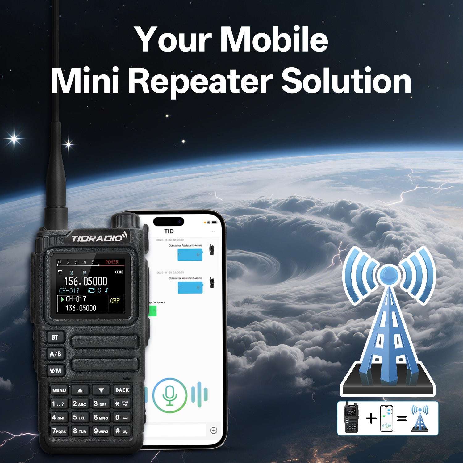 TIDRADIO TD-H9 10W Ham & GMRS Handheld Radio — Unlocked, APRS & GPS Tracker, Spectrum Analyzer, 128MB Large Memory, SMS Texting, Customizable Screen, Global Repeater Compatible, Bluetooth, AM Airband, Programmable, Long-Range, Upgradable Firmware