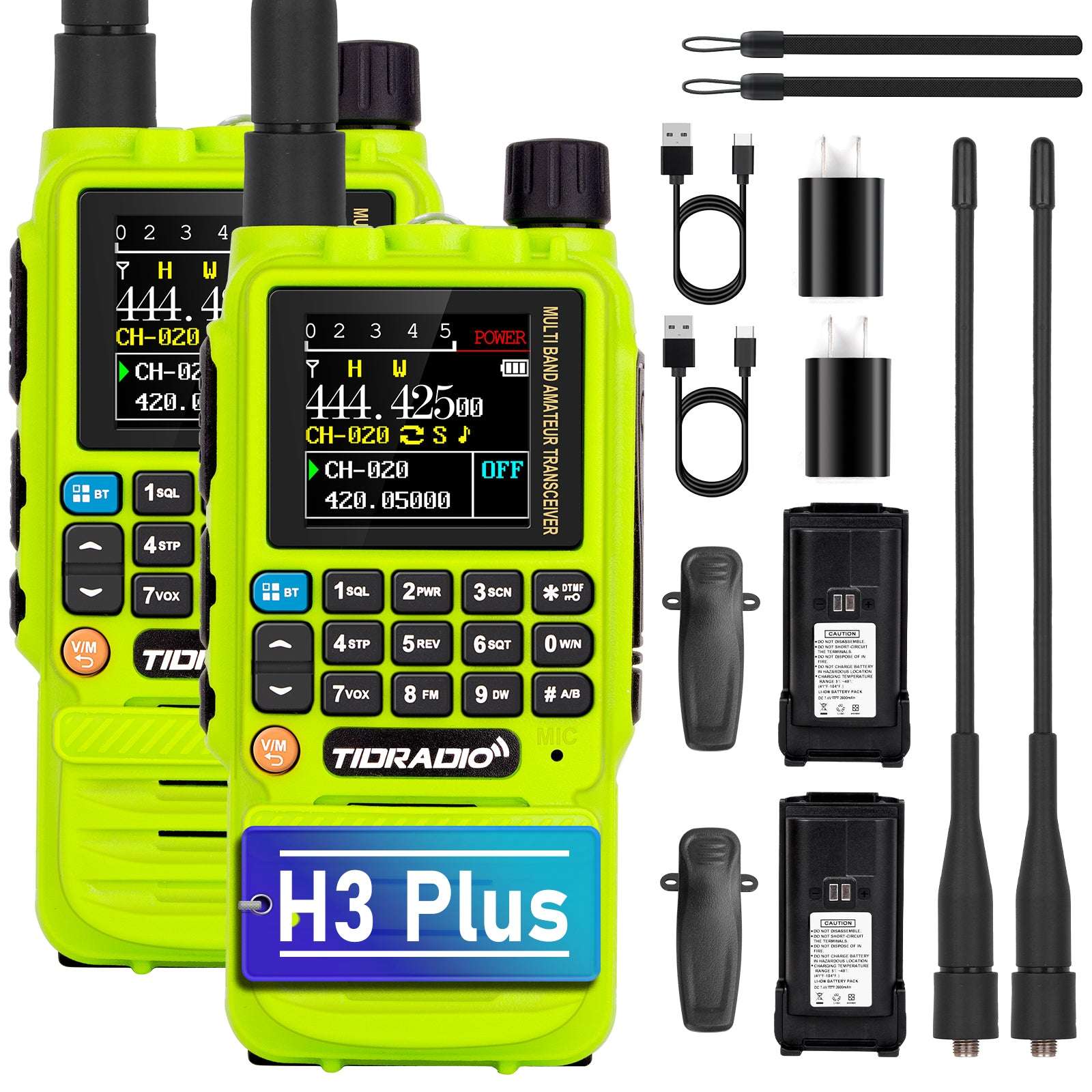 New Upgraded TIDRADIO H3 Plus Ham GMRS Unlocked Global Repeater Bluetooth Answerphone Air Band Long Range Wireless Programming AM airband  Wireless  Portable Radio with Upgradable firmware 2 Pacls 4 Packs