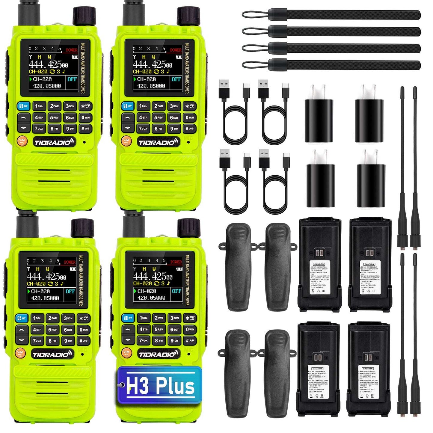 New Upgraded TIDRADIO H3 Plus Ham GMRS Unlocked Global Repeater Bluetooth Answerphone Air Band Long Range Wireless Programming AM airband Wireless Portable Radio with Upgradable firmware 2 Pacls 4 Packs
