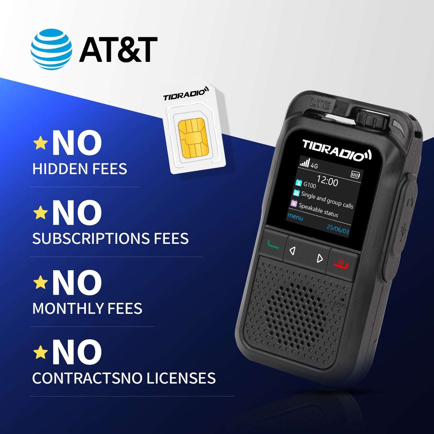 TIDRADIO TD G100 Global POC Radio with 1‑Year SIM Card – 4G LTE Walkie Talkie, 6000‑Mile Long‑Range IP67 Waterproof PTT Radio with free app odmaster