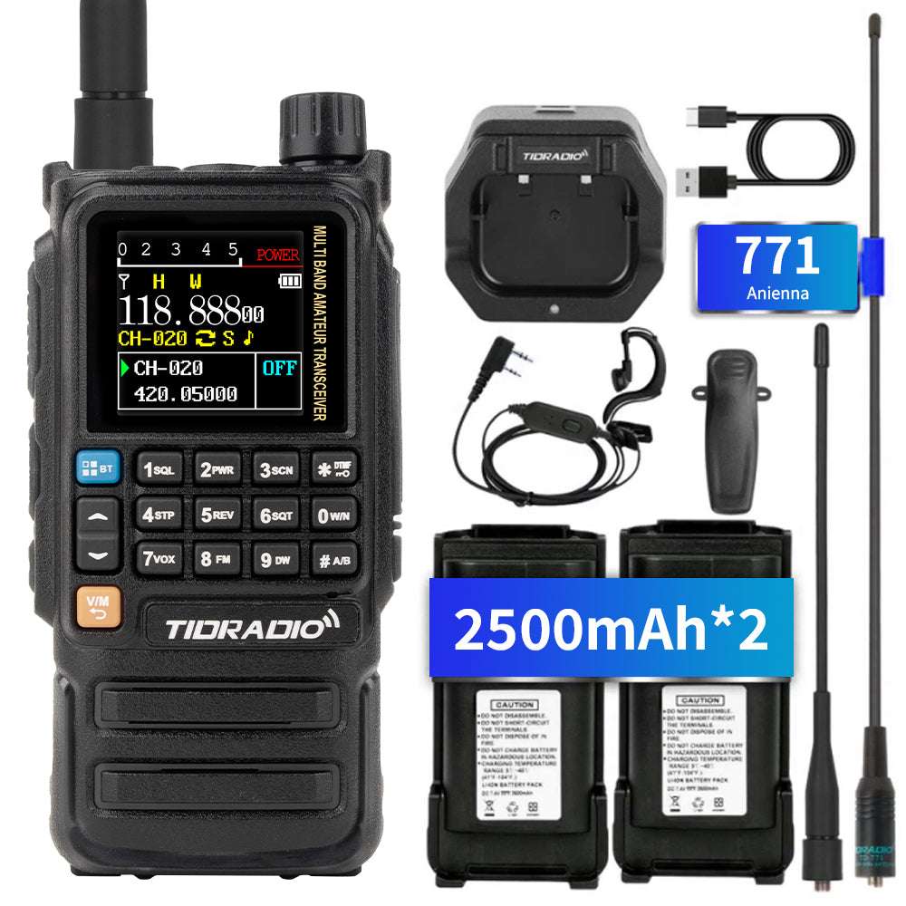 TIDRADIO TD-H3 Plus 5W High Power Ham GMRS Unlocked Receiver Global Repeater Bluetooth Air Band Long Range Wireless Programming AM FM airband Wireless Portable Radio with Upgradable firmware