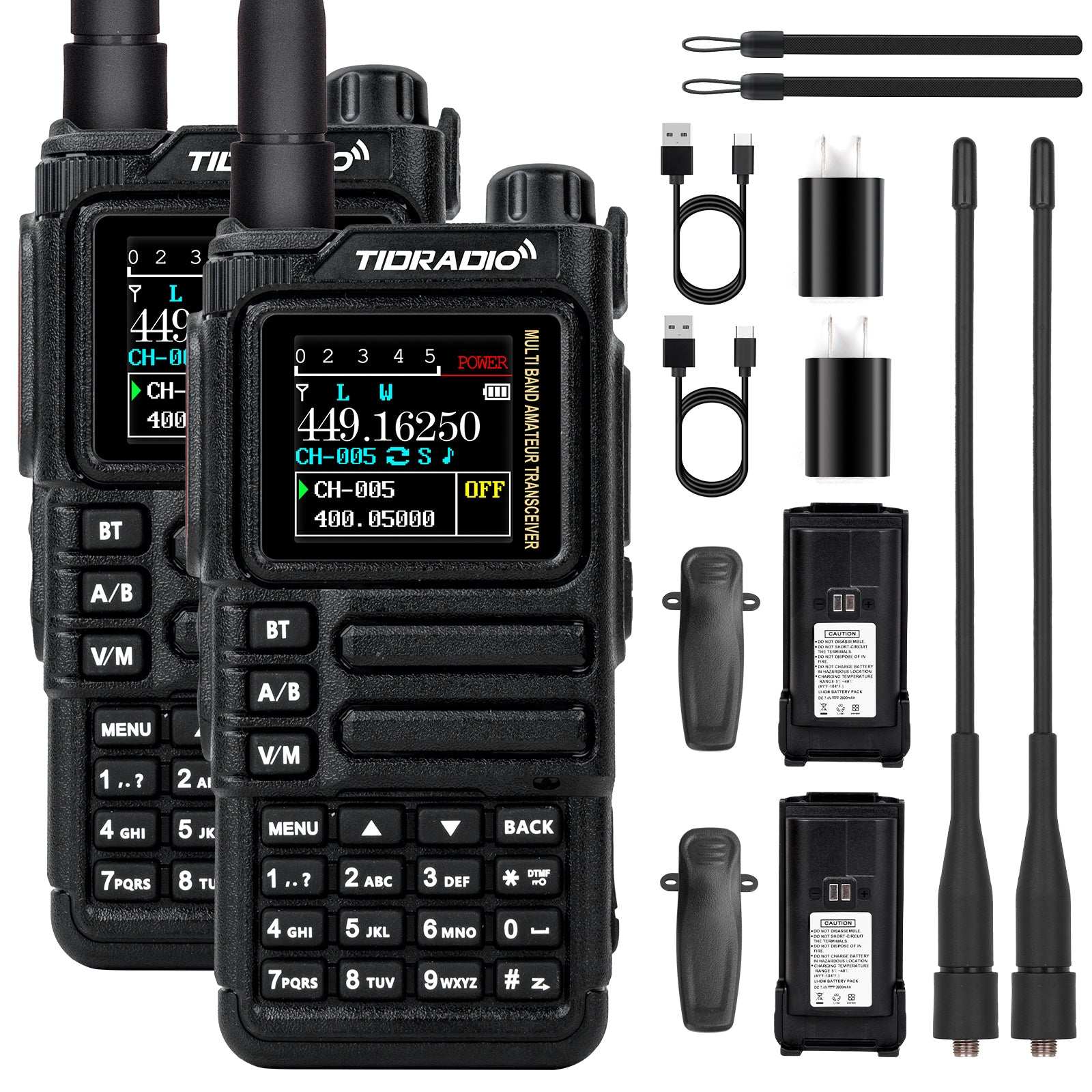 TIDRADIO TD-H9 10W Ham & GMRS Handheld Radio — Unlocked, APRS & GPS Tracker, Spectrum Analyzer, 128MB Large Memory, SMS Texting, Customizable Screen, Global Repeater Compatible, Bluetooth, AM Airband, Programmable, Long-Range, Upgradable Firmware