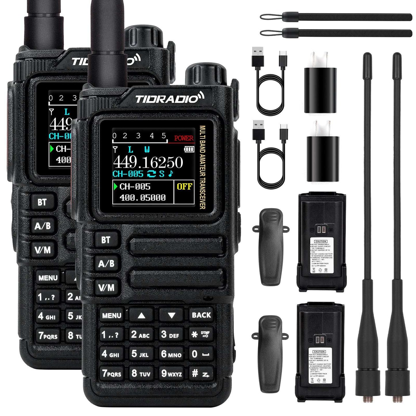 TIDRADIO TD-H9 10W Ham & GMRS Handheld Radio — Unlocked, APRS & GPS Tracker, Spectrum Analyzer, 128MB Large Memory, SMS Texting, Customizable Screen, Global Repeater Compatible, Bluetooth, AM Airband, Programmable, Long-Range, Upgradable Firmware