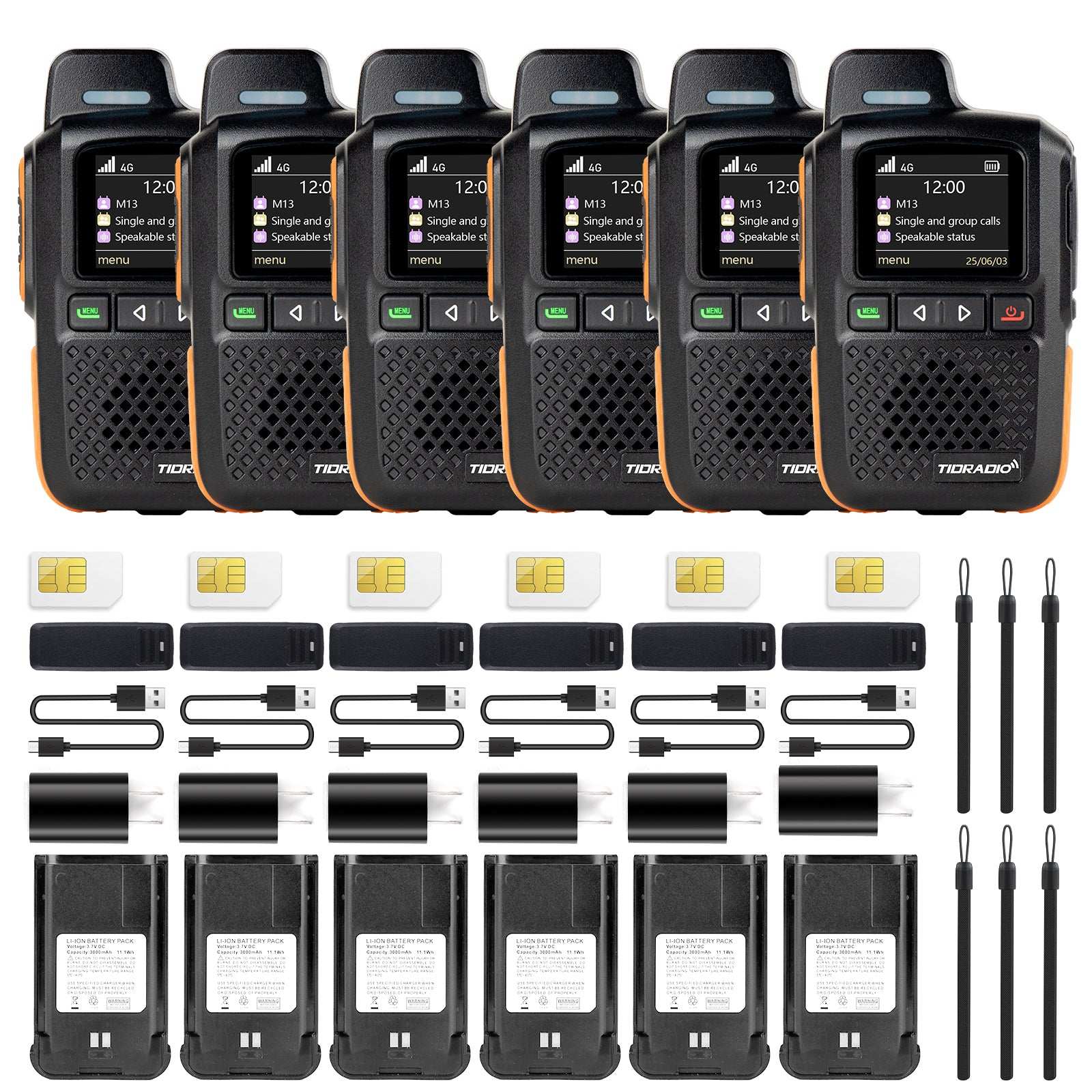 TD-M13 Nationwide PTT Walkie Talkies Long Range 5000 Miles with SIM Card 4G PoC Radio 6 Pack