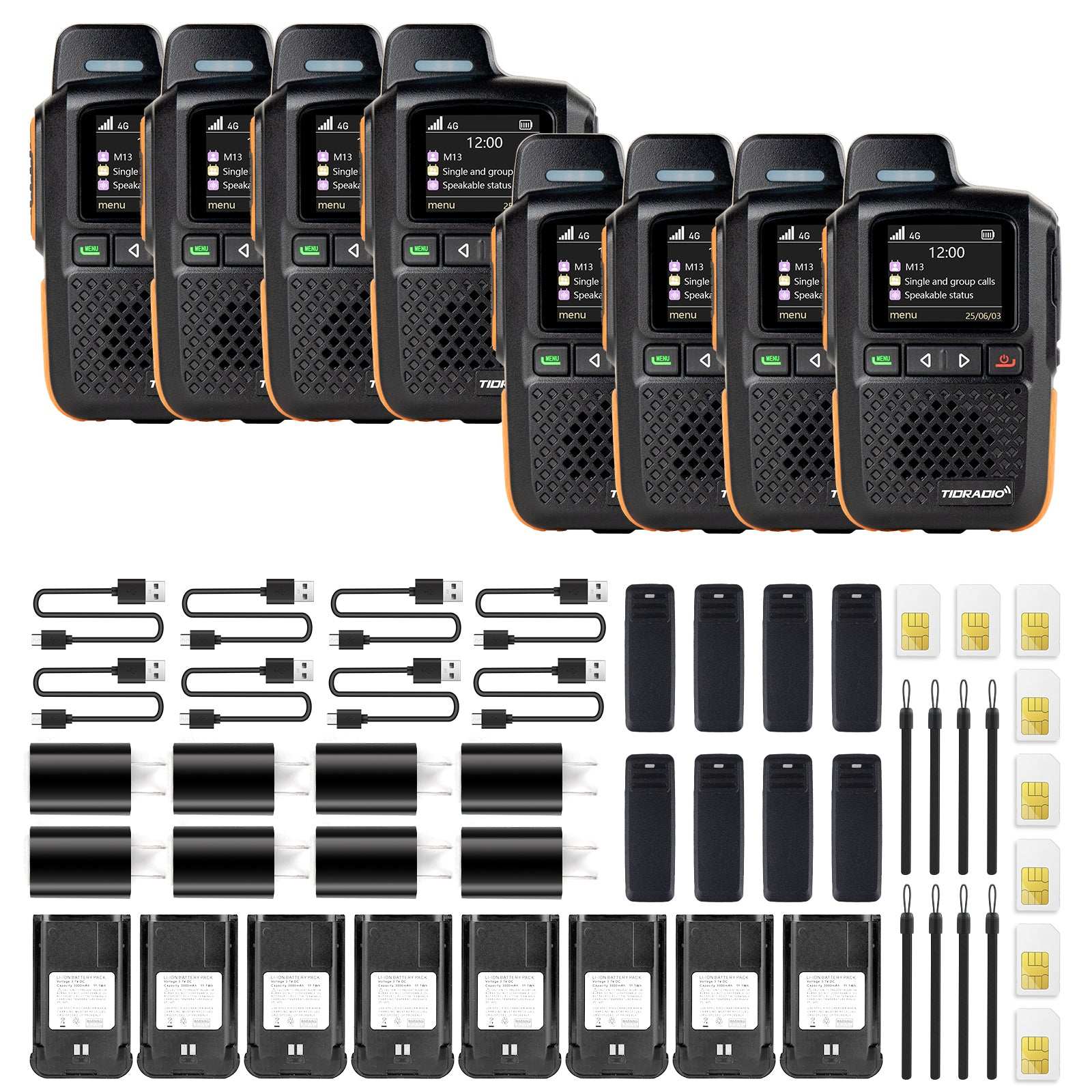 TD-M13 Nationwide PTT Walkie Talkies Long Range 5000 Miles with SIM Card 4G PoC Radio 8 Pack