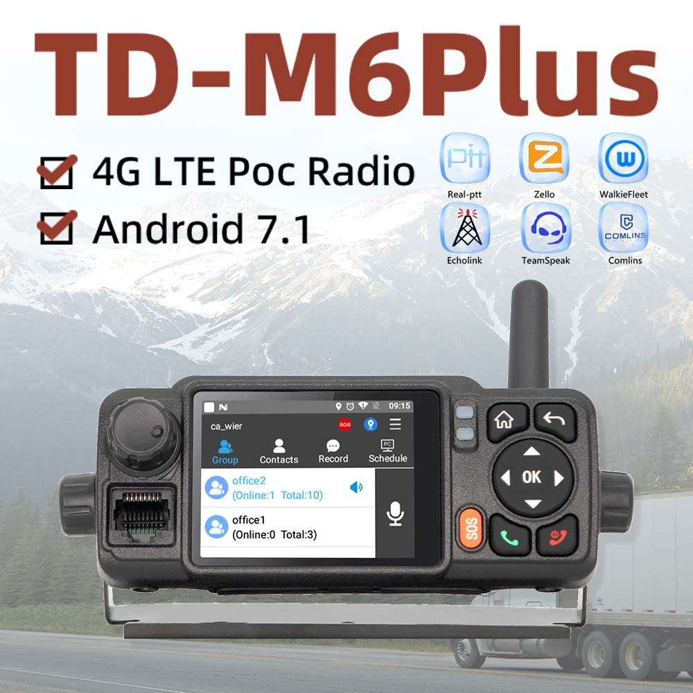 TIDRADIO TD-M6Plus 4G PoC Mobile Radio – 2.4" Touch Screen Vehicle-Mounted Walkie Talkie | In-Car Network PTT Two-Way Radio for Long-Range Communication
