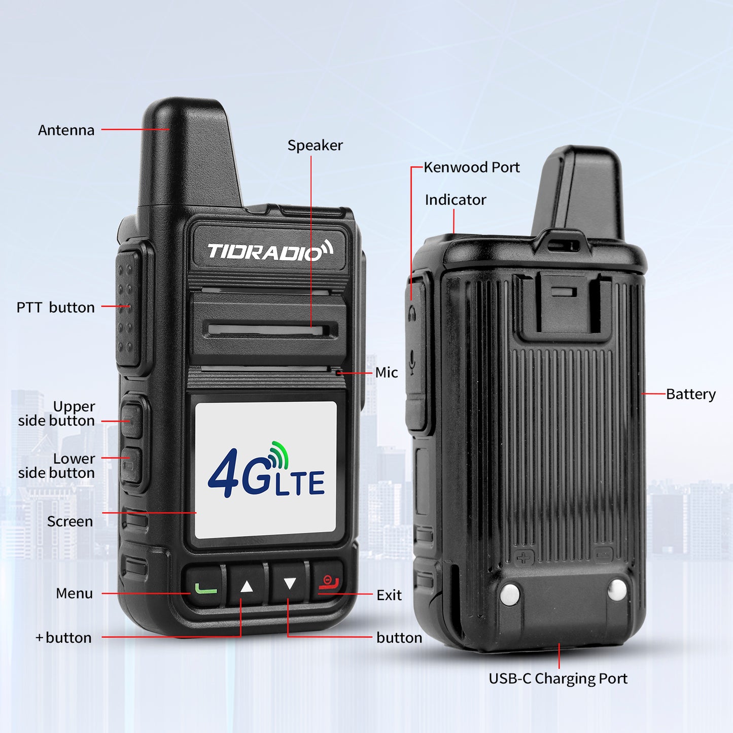 TIDRADIO TD‑M15 Global Cat‑1 POC Radio with 1‑Year SIM Card – 4G LTE Walkie Talkie, 5000‑Mile Long‑Range IP67 Waterproof PTT Radio for Hiking, Camping & Outdoor Security