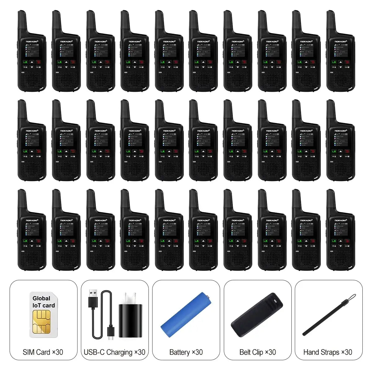 TIDRADIO 2w TD-M2 PRO Global Walkie Talkie Long Range 4G Cellular Network PoC Radios + FRS, Dual-Mode-Standby-PTT 30 Pack