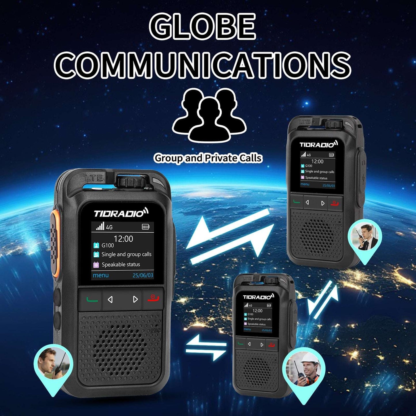 TIDRADIO TD G100 Global POC Radio with 1‑Year SIM Card – 4G LTE Walkie Talkie, 6000‑Mile Long‑Range IP67 Waterproof PTT Radio with free app odmaster