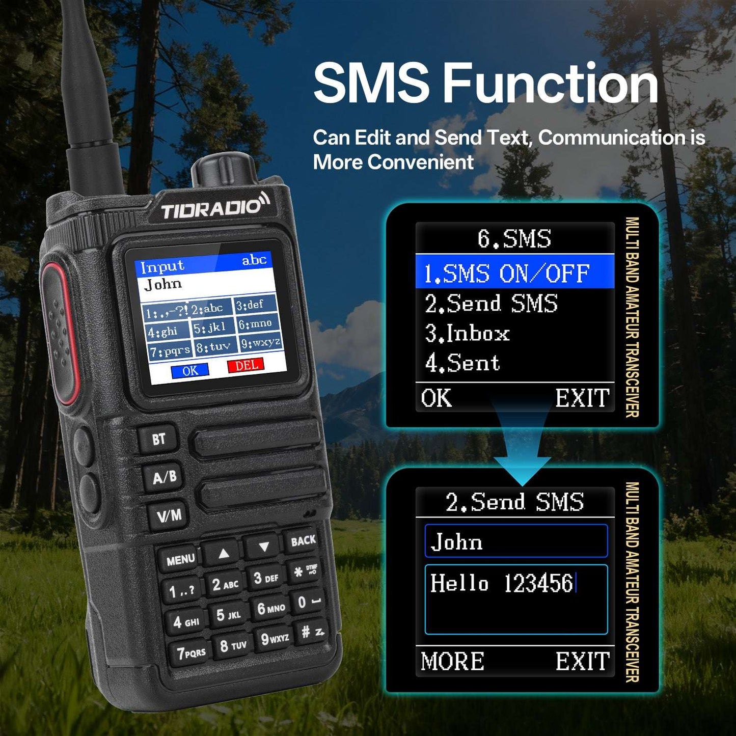 TIDRADIO TD-H9 10W Ham & GMRS Handheld Radio — Unlocked, APRS & GPS Tracker, Spectrum Analyzer, 128MB Large Memory, SMS Texting, Customizable Screen, Global Repeater Compatible, Bluetooth, AM Airband, Programmable, Long-Range, Upgradable Firmware