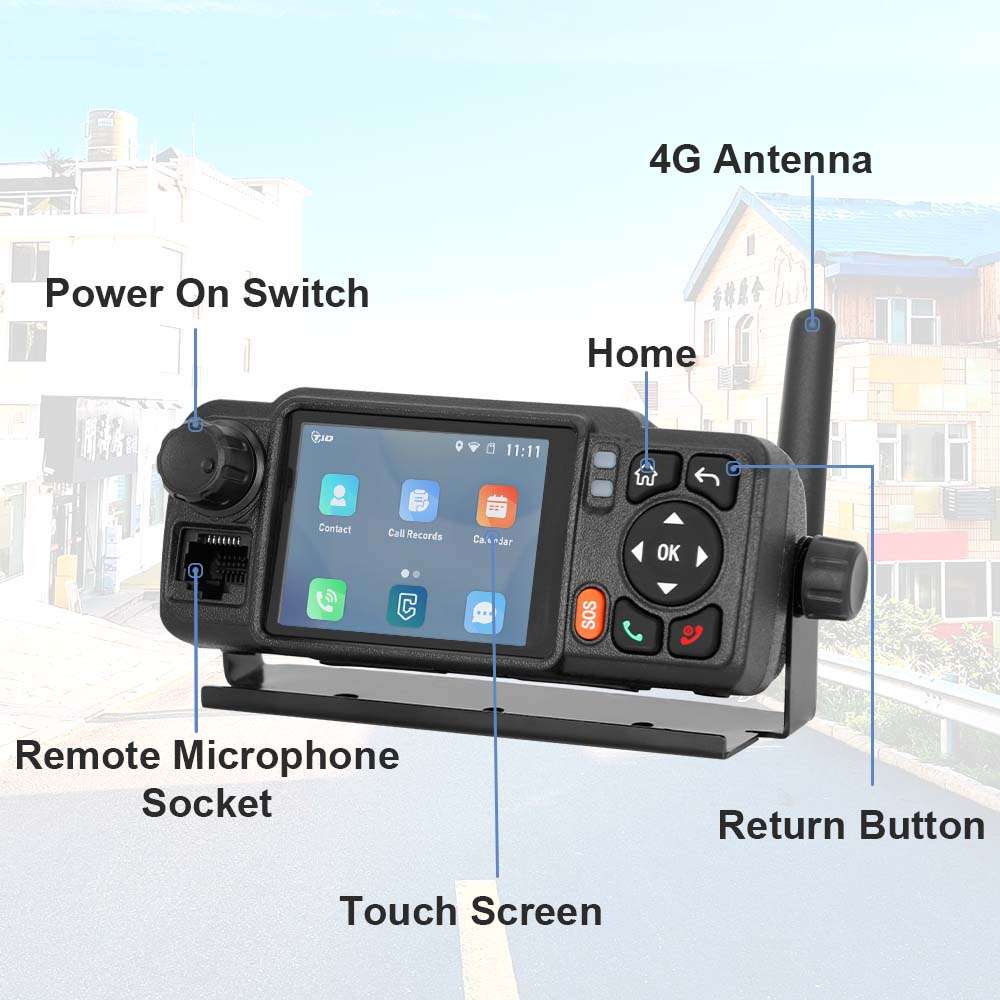 TIDRADIO TD-M6Plus 4G PoC Mobile Radio – 2.4" Touch Screen Vehicle-Mounted Walkie Talkie | In-Car Network PTT Two-Way Radio for Long-Range Communication