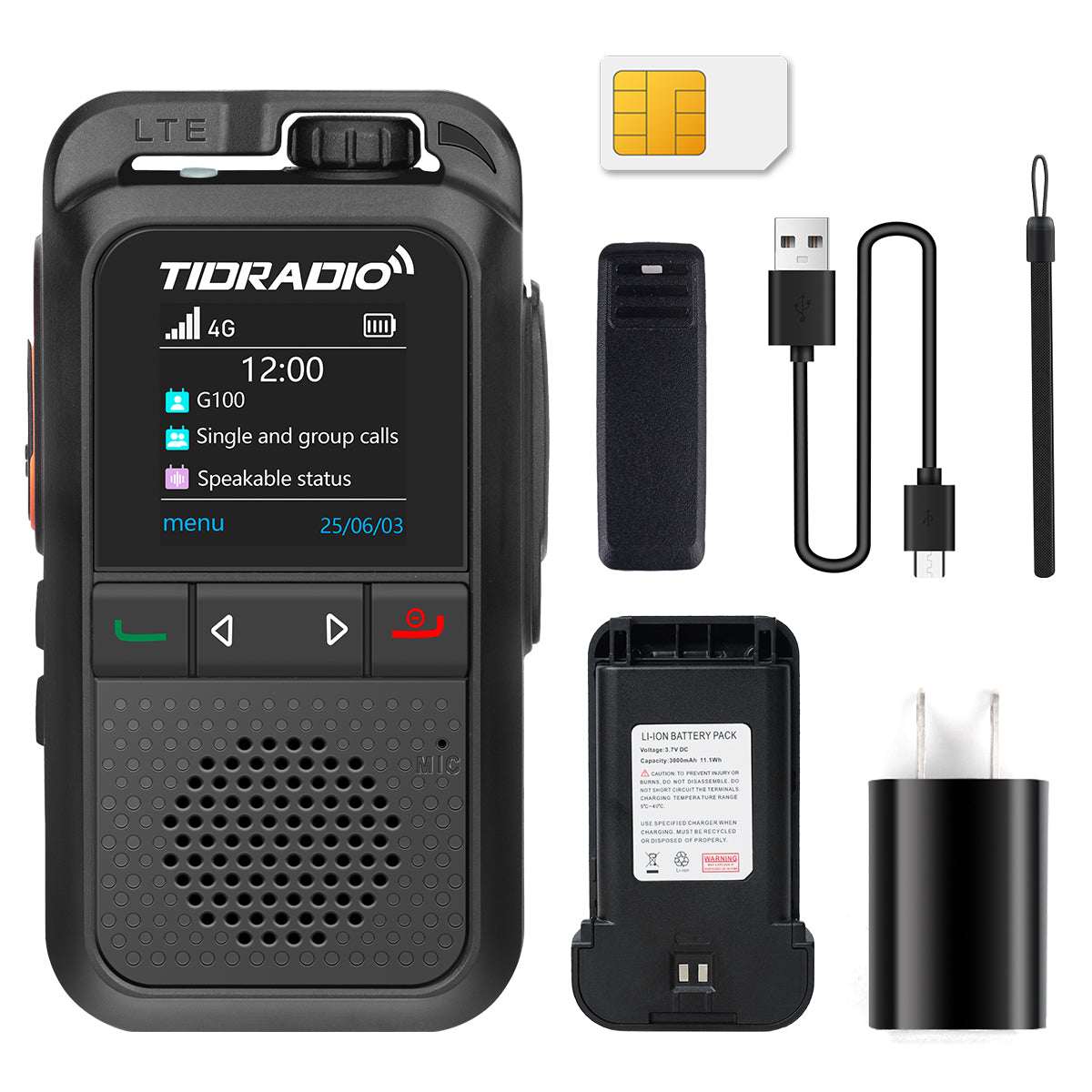 TIDRADIO TD G100 Global 4G LTE PoC Walkie Talkies Unlimited Range Nationwide PTT Two Way Radios with SIM Card