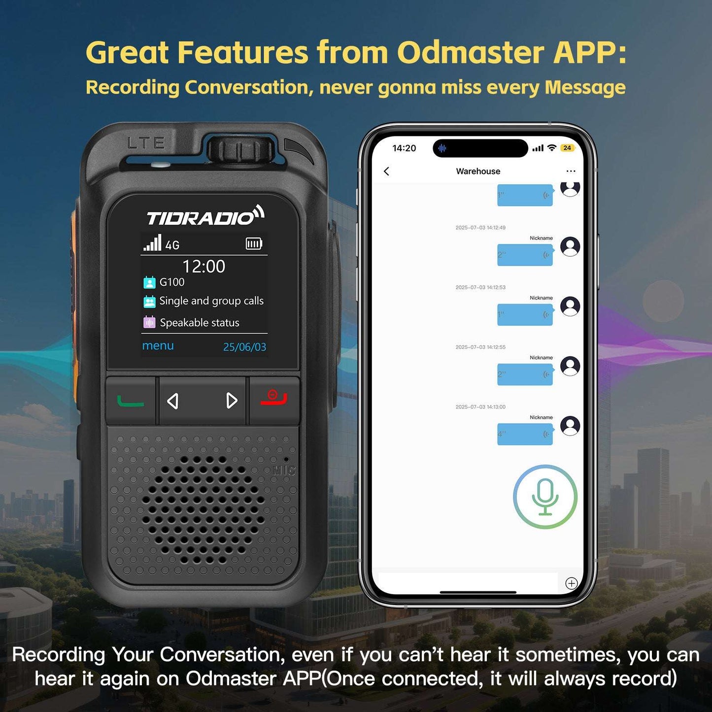 TIDRADIO TD G100 Global POC Radio with 1‑Year SIM Card – 4G LTE Walkie Talkie, 6000‑Mile Long‑Range IP67 Waterproof PTT Radio with free app odmaster