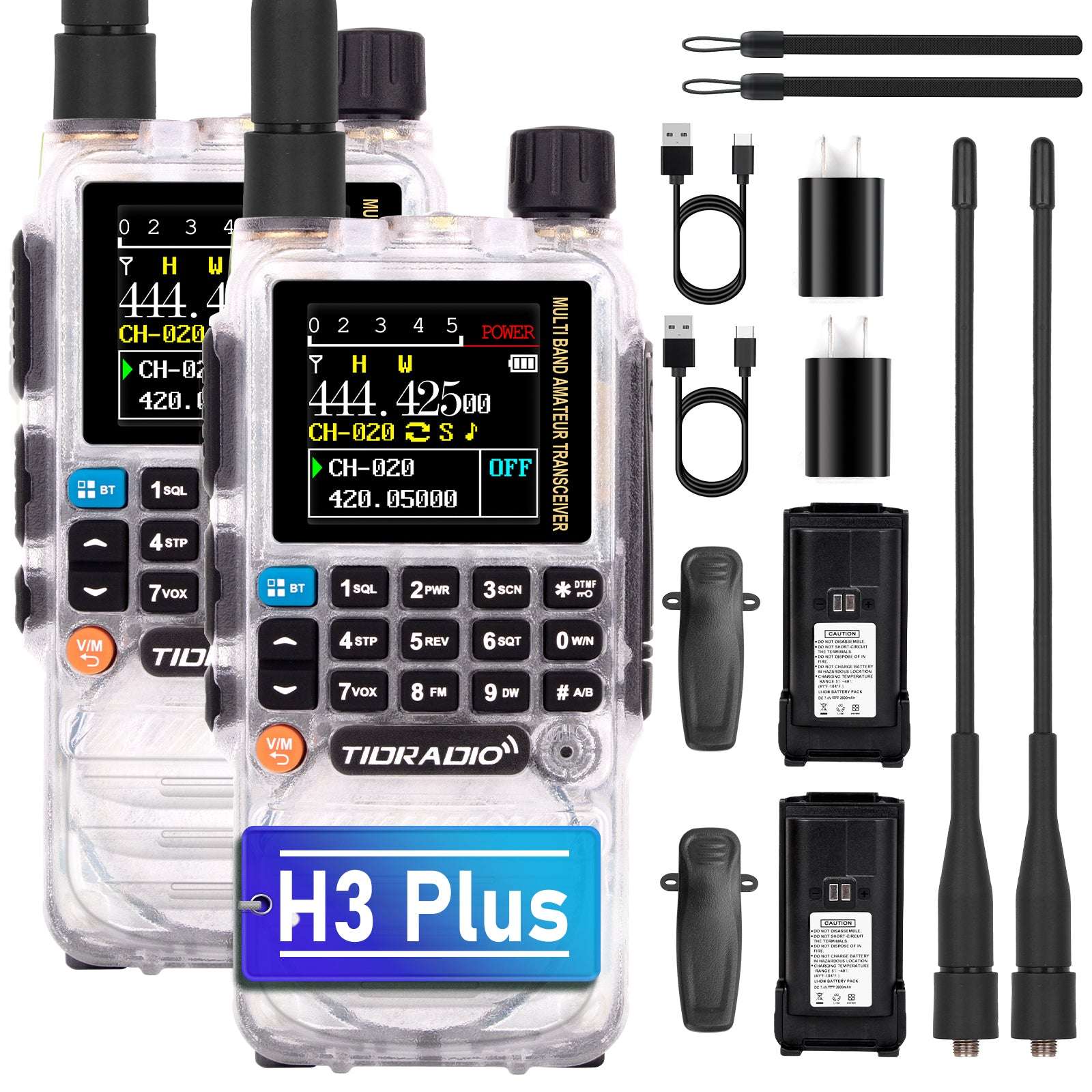 New Upgraded TIDRADIO H3 Plus Ham GMRS Unlocked Global Repeater Bluetooth Answerphone Air Band Long Range Wireless Programming AM airband  Wireless  Portable Radio with Upgradable firmware 2 Pacls 4 Packs