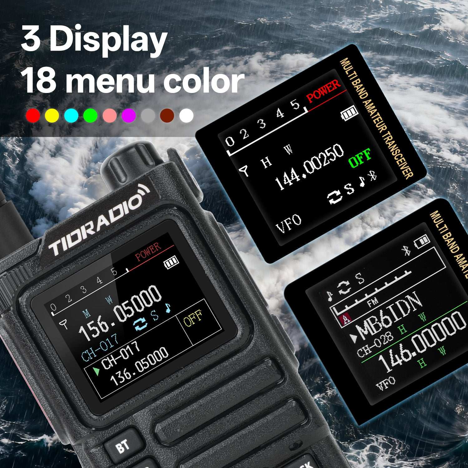 TIDRADIO TD-H9 10W Ham & GMRS Handheld Radio — Unlocked, APRS & GPS Tracker, Spectrum Analyzer, 128MB Large Memory, SMS Texting, Customizable Screen, Global Repeater Compatible, Bluetooth, AM Airband, Programmable, Long-Range, Upgradable Firmware