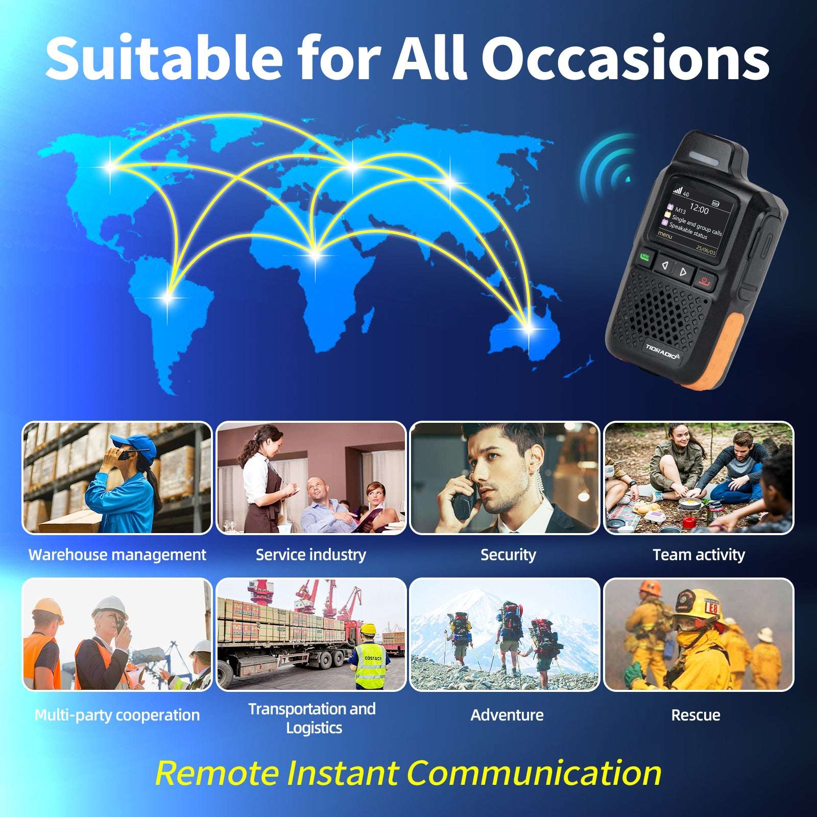 TIDRADIO TD M13 Global POC Radio with 1‑Year SIM Card – 4G LTE Walkie Talkie, 5000‑Mile Long‑Range IP67 Waterproof Two Way Radio with free app platform odmaster