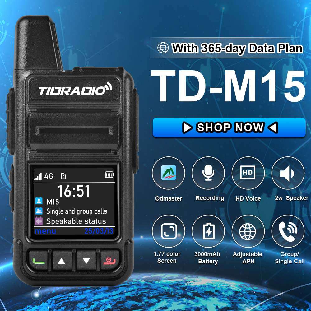 TIDRADIO TD M15 Global POC Radio with 1‑Year SIM Card – 4G LTE Walkie Talkie, 5000‑Mile Long‑Range IP67 Waterproof PTT Radio with free app flatform odmaster