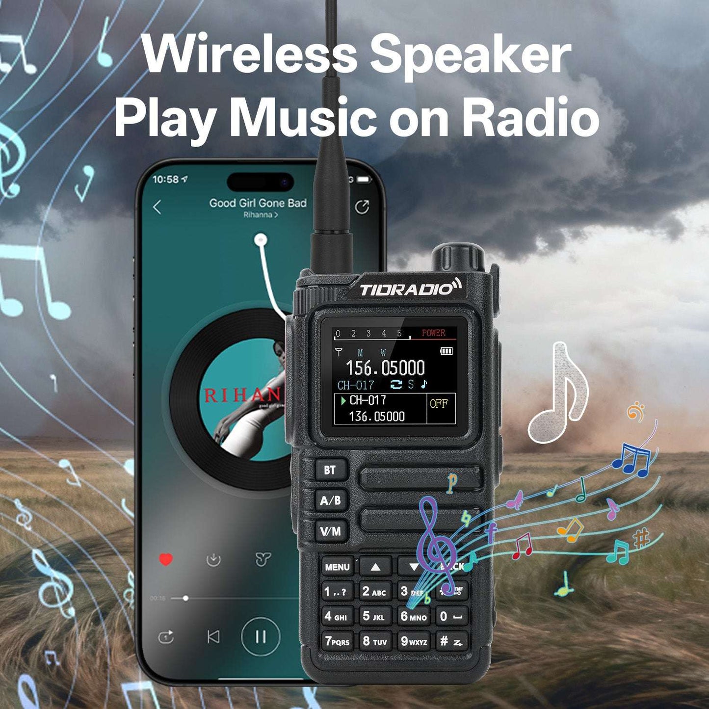 TIDRADIO TD-H9 10W Ham & GMRS Handheld Radio — Unlocked, APRS & GPS Tracker, Spectrum Analyzer, 128MB Large Memory, SMS Texting, Customizable Screen, Global Repeater Compatible, Bluetooth, AM Airband, Programmable, Long-Range, Upgradable Firmware