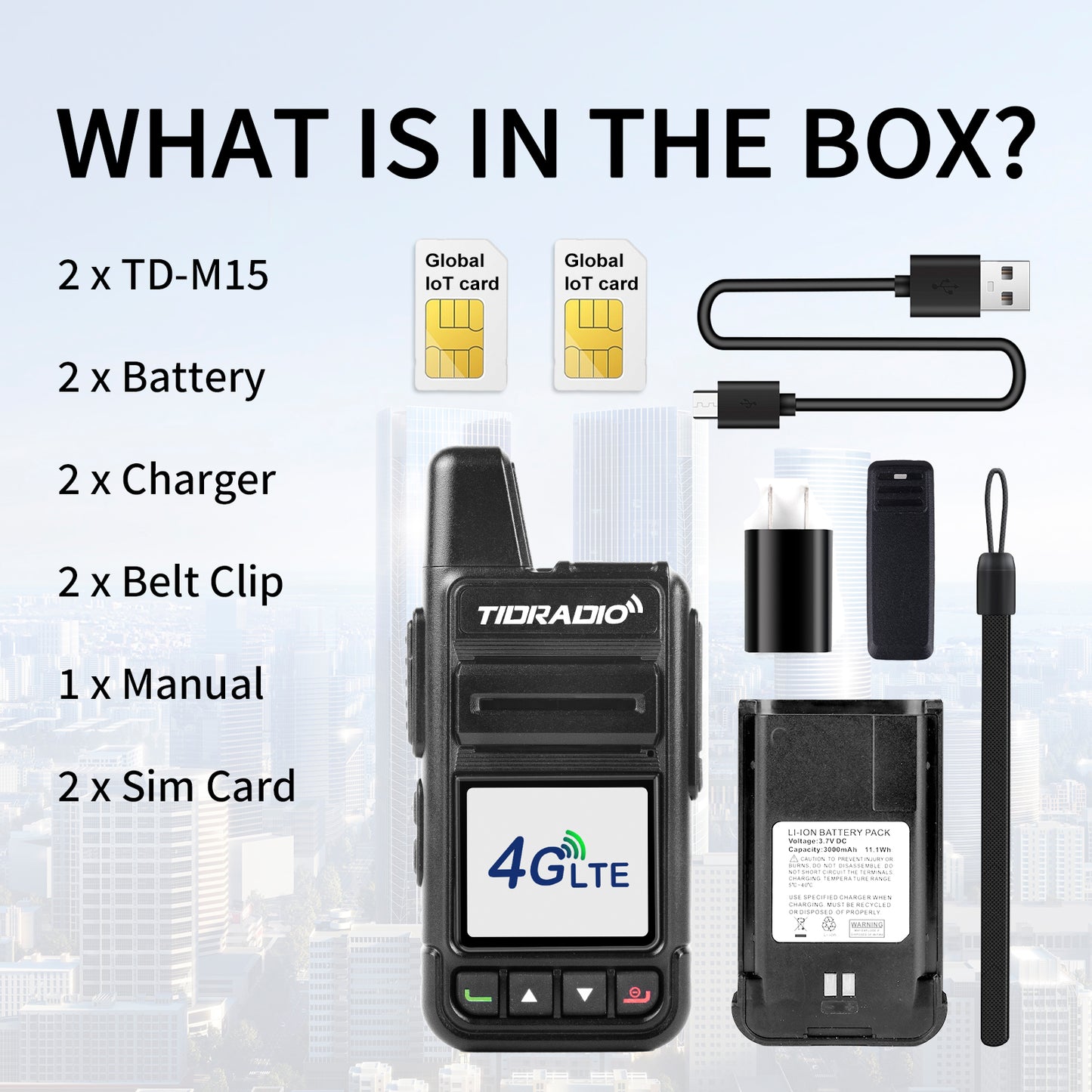 TIDRADIO TD‑M15 Global Cat‑1 POC Radio with 1‑Year SIM Card – 4G LTE Walkie Talkie, 5000‑Mile Long‑Range IP67 Waterproof PTT Radio for Hiking, Camping & Outdoor Security