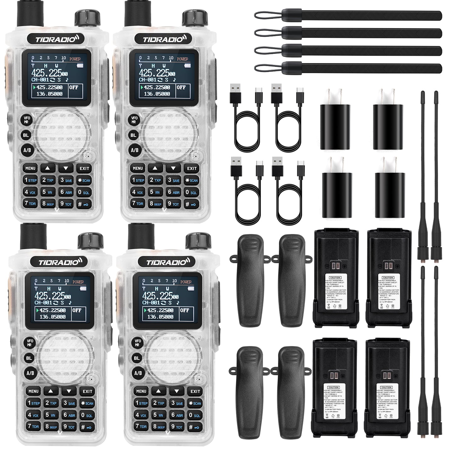 TIDRADIO 3rd Gen TD H8 10w Ham GMRS Unlocked Radio 8-Band uhf vhf Two Way Radio with AirBand, USB-C Charging,2500mAh Battery, FM AM One Key Frequency Match, DTMF NOAA VOX SCAN ,Walkie Talkies 4 Pack