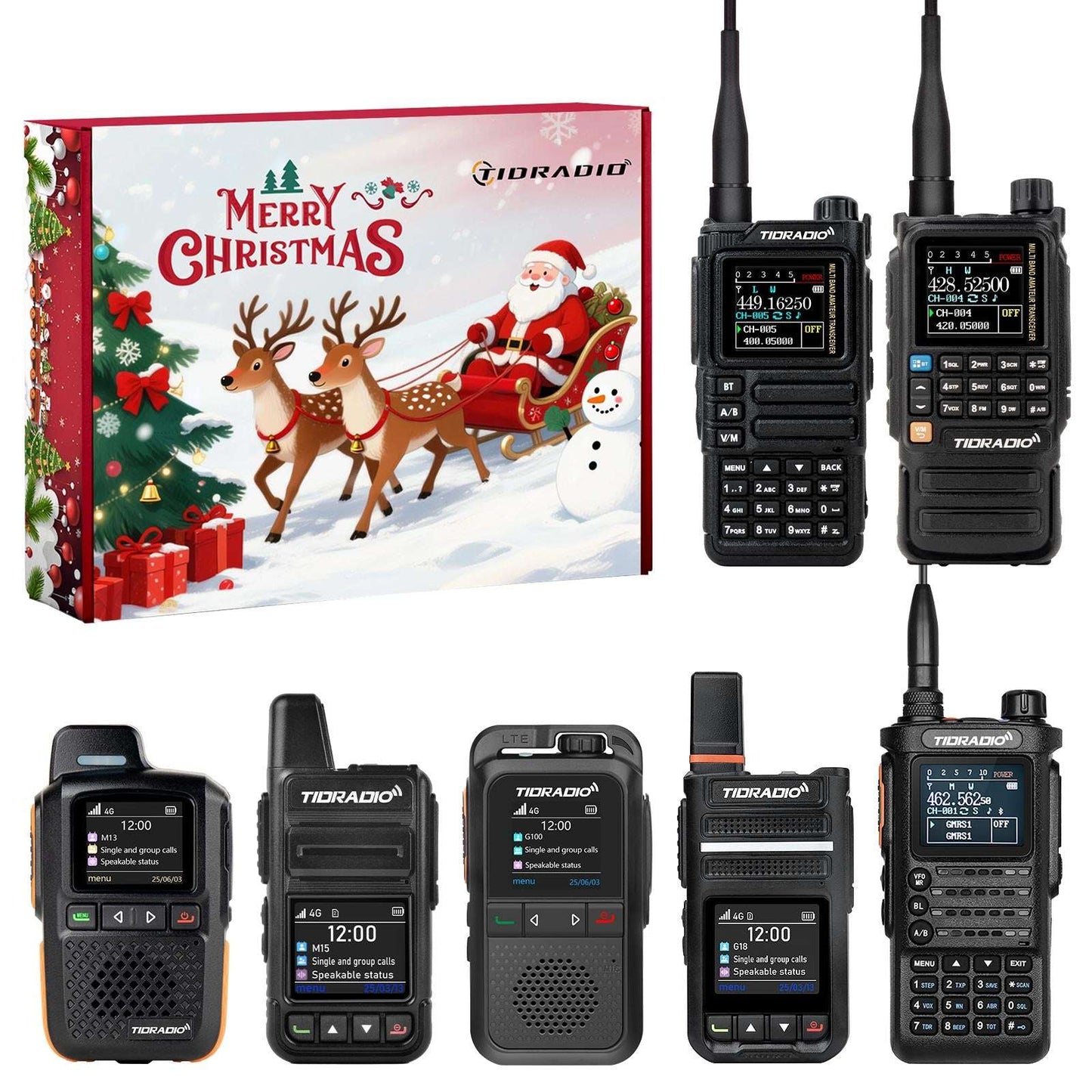 TIDRADIO Christmas HAM GMRS UNLOCKED UHF VHF POC Walkie-Talkie Gift Box (TD-H9, TD-H3 Plus, TD-H8 3rd-Gen, TD- M15, TD-M13, TD-G18, TD-G100)