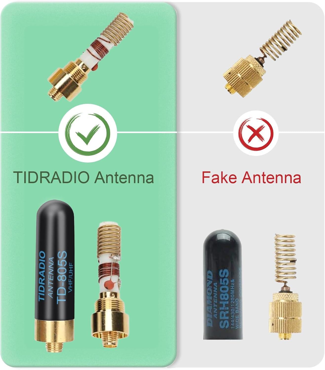 TIDRADIO TD-805S Short Antenna (2 Pack, 1.96inch, Enhanced Version) VHF/UHF Walkie Talkie Antenna 144/430Mhz Ham Radio Antenna for BaoFeng 5RM, K5Plus, UV-21R, UV-5R, TD-H8, TD-H3 Ham Radios, SMA-F