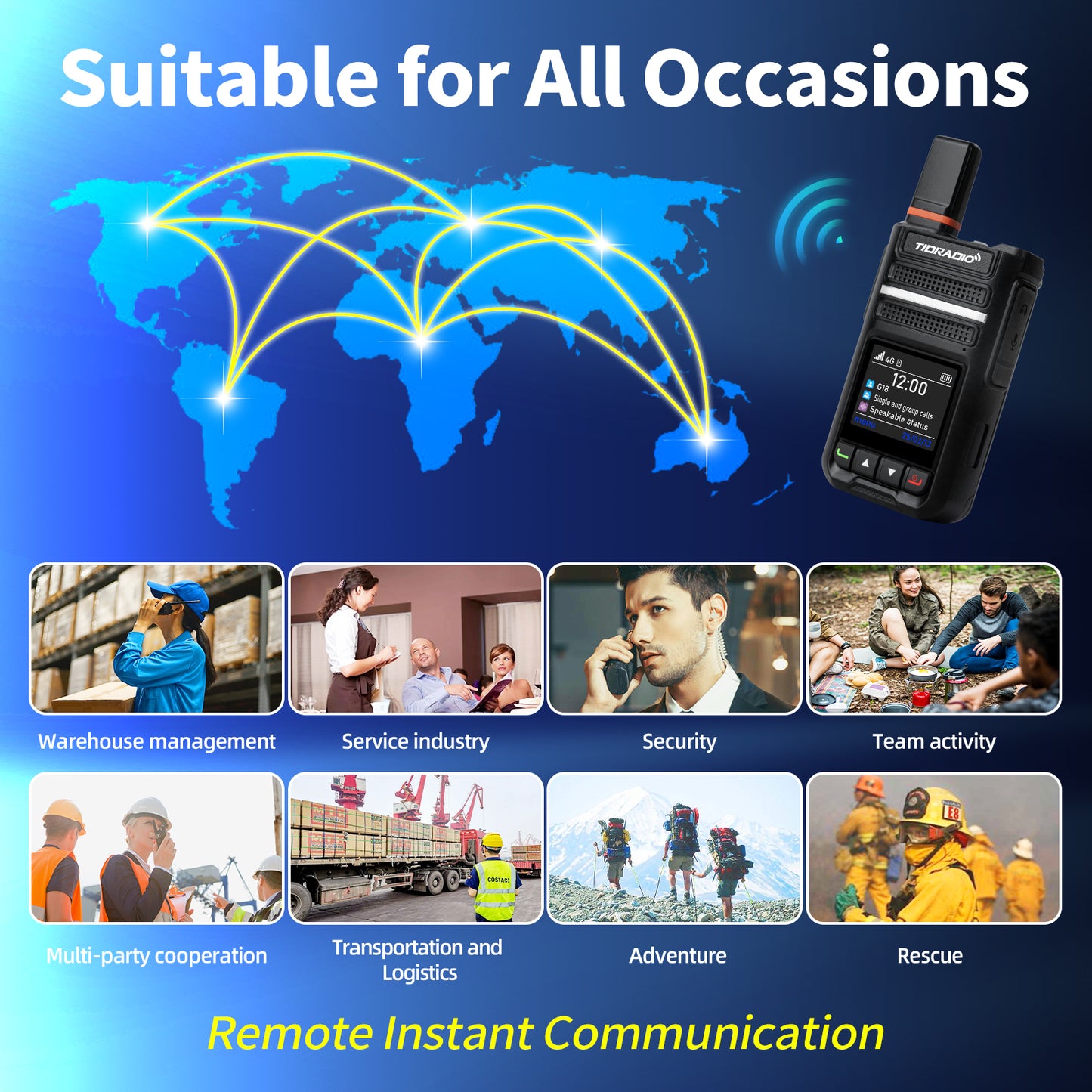 TIDRADIO TD-G18 Global Walkie Talkies Unlimited Range Compatible with TD-M15 TD-M13, TD-G100 , Long Distance 6000 Miles 4G LTE POC Radio, Nationwide PTT Two Way Radio with sim Card Free Platform Odmaster
