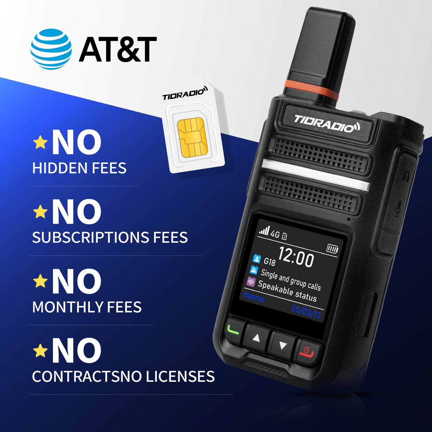 TIDRADIO TD-G18 Global Walkie Talkies Unlimited Range Compatible with TD-M15 TD-M13, TD-G100 , Long Distance 6000 Miles 4G LTE POC Radio, Nationwide PTT Two Way Radio with sim Card Free Platform Odmaster