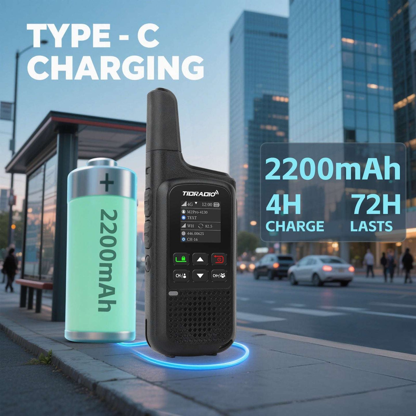 TIDRADIO TD-M2 PR Global Walkie Talkie, Long Range 4G Cellular Network PoC Radios + FRS, Dual-Mode-Standby-PTT SIM Card Included