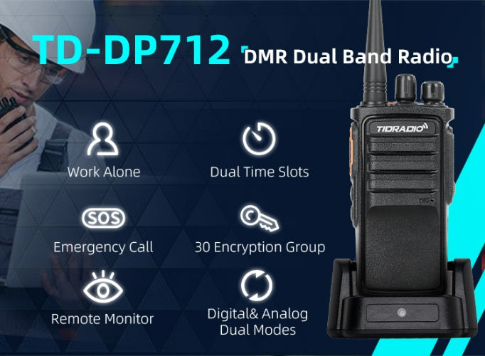 DP712 10W DMR Analog Dual Time Slot Encryption Radio