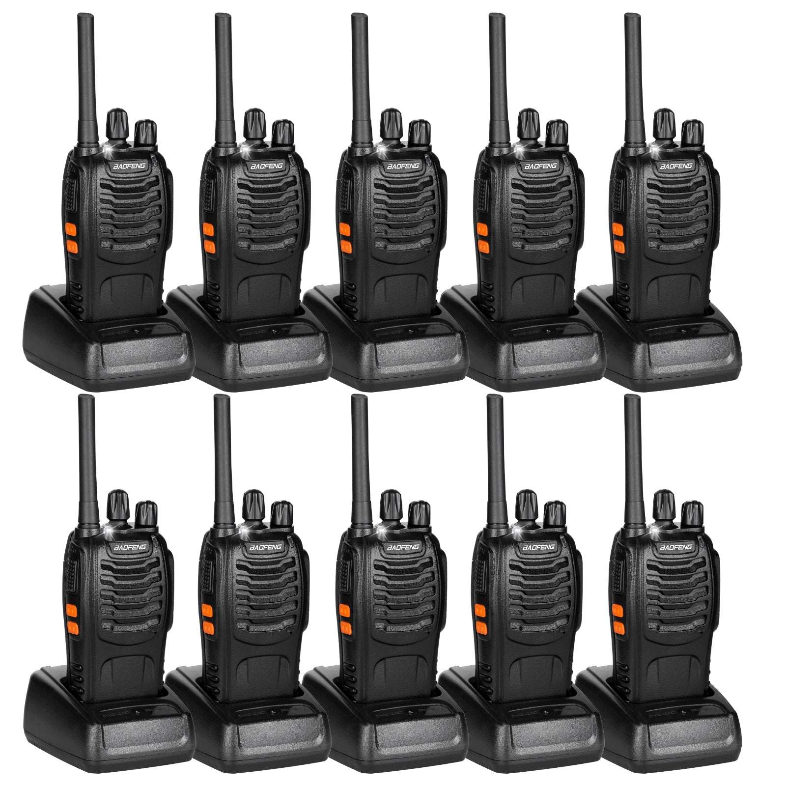 Tidradio TD-V2  2 Way Radios Walkie Talkies Long Range Hand Free with Flashilght Rechargeable for Business or Family 10 Pack