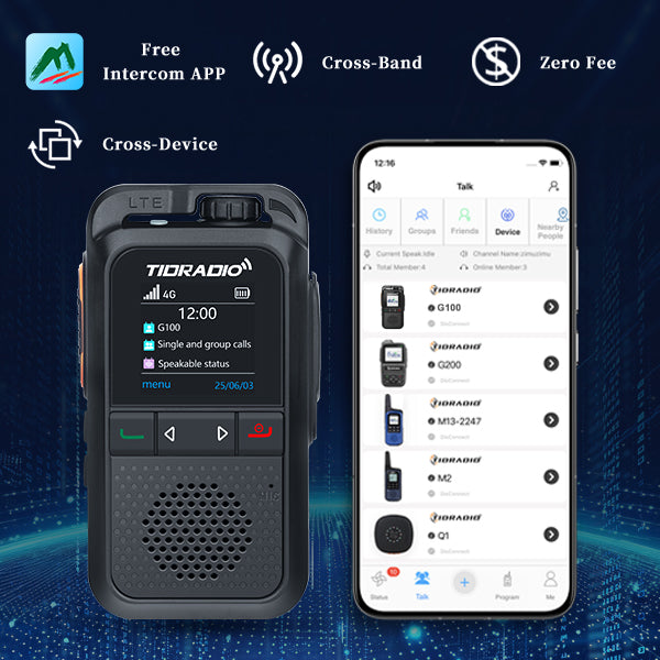 TD-G100 Global PTT Unlimited Range Walkie Talkies 4G PoC Radio with SIM Card