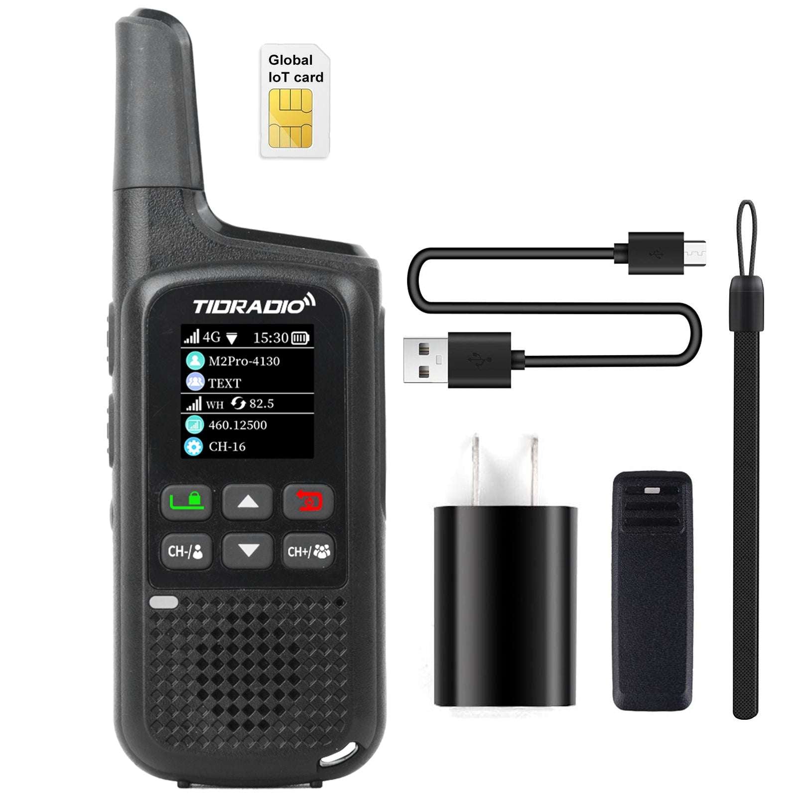 TIDRADIO TD-M2 PR Global Walkie Talkie, Long Range 4G Cellular Network PoC Radios + FRS, Dual-Mode-Standby-PTT SIM Card Included