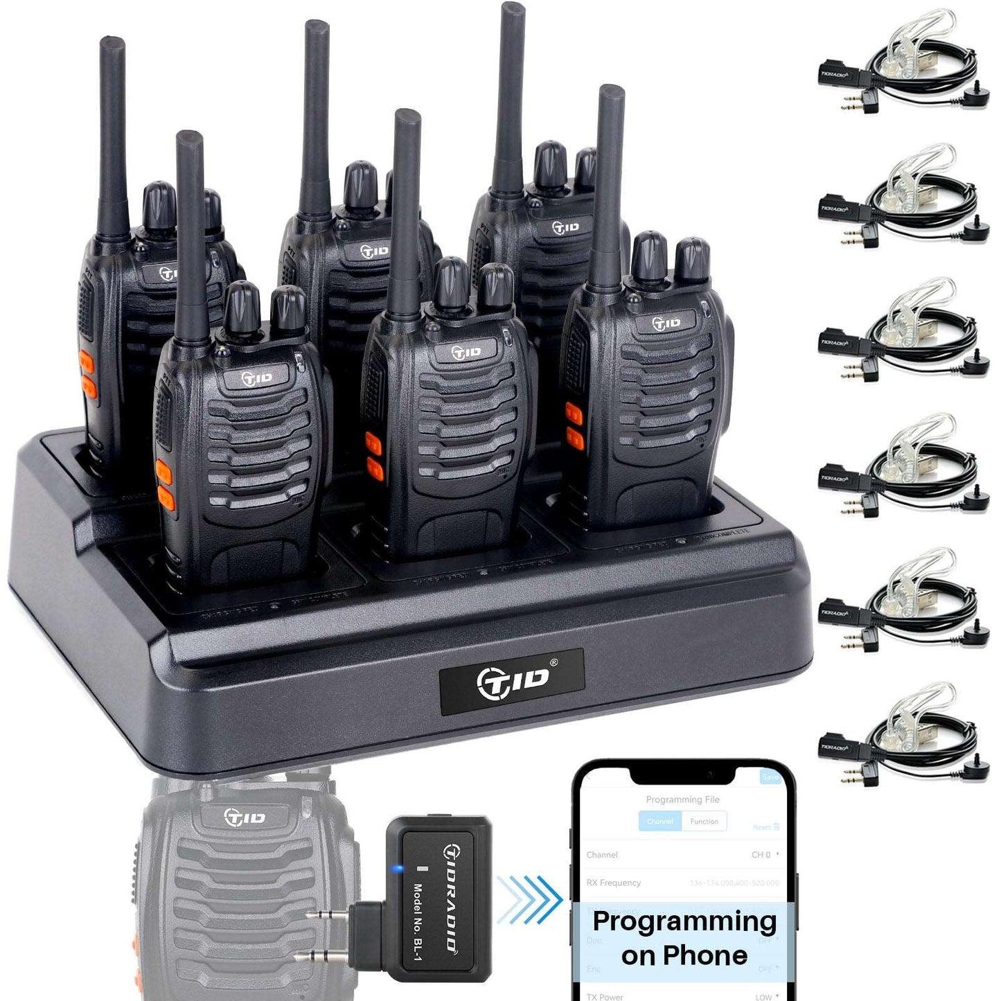 Tidradio TD-V2 (6 Packs) 16CH 2 Way Radio Long Range Walkie Talkies