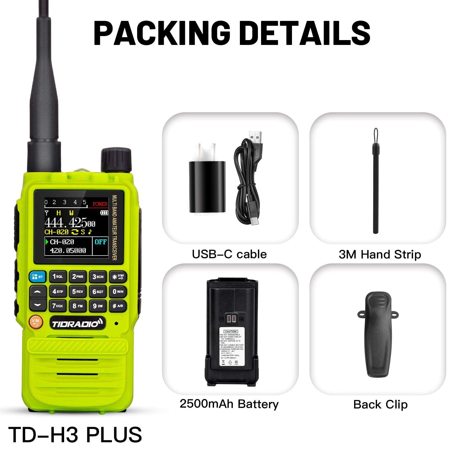 New Upgraded TIDRADIO H3 Plus Ham GMRS Unlocked Global Repeater Bluetooth Answerphone Air Band Long Range Wireless Programming AM airband  Wireless  Portable Radio with Upgradable firmware