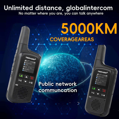 TIDRADIO TD-M2 PR Global Walkie Talkie, Long Range 4G Cellular Network PoC Radios + FRS, Dual-Mode-Standby-PTT SIM Card Included