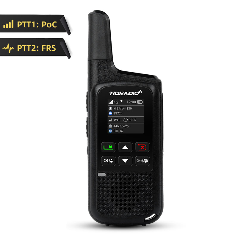 TIDRADIO TD-M2 PR Global Walkie Talkie, Long Range 4G Cellular Network PoC Radios + FRS, Dual-Mode-Standby-PTT SIM Card Included
