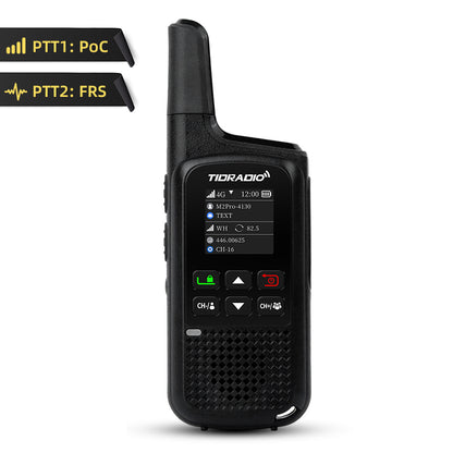 TIDRADIO TD-M2 PR Global Walkie Talkie, Long Range 4G Cellular Network PoC Radios + FRS, Dual-Mode-Standby-PTT SIM Card Included