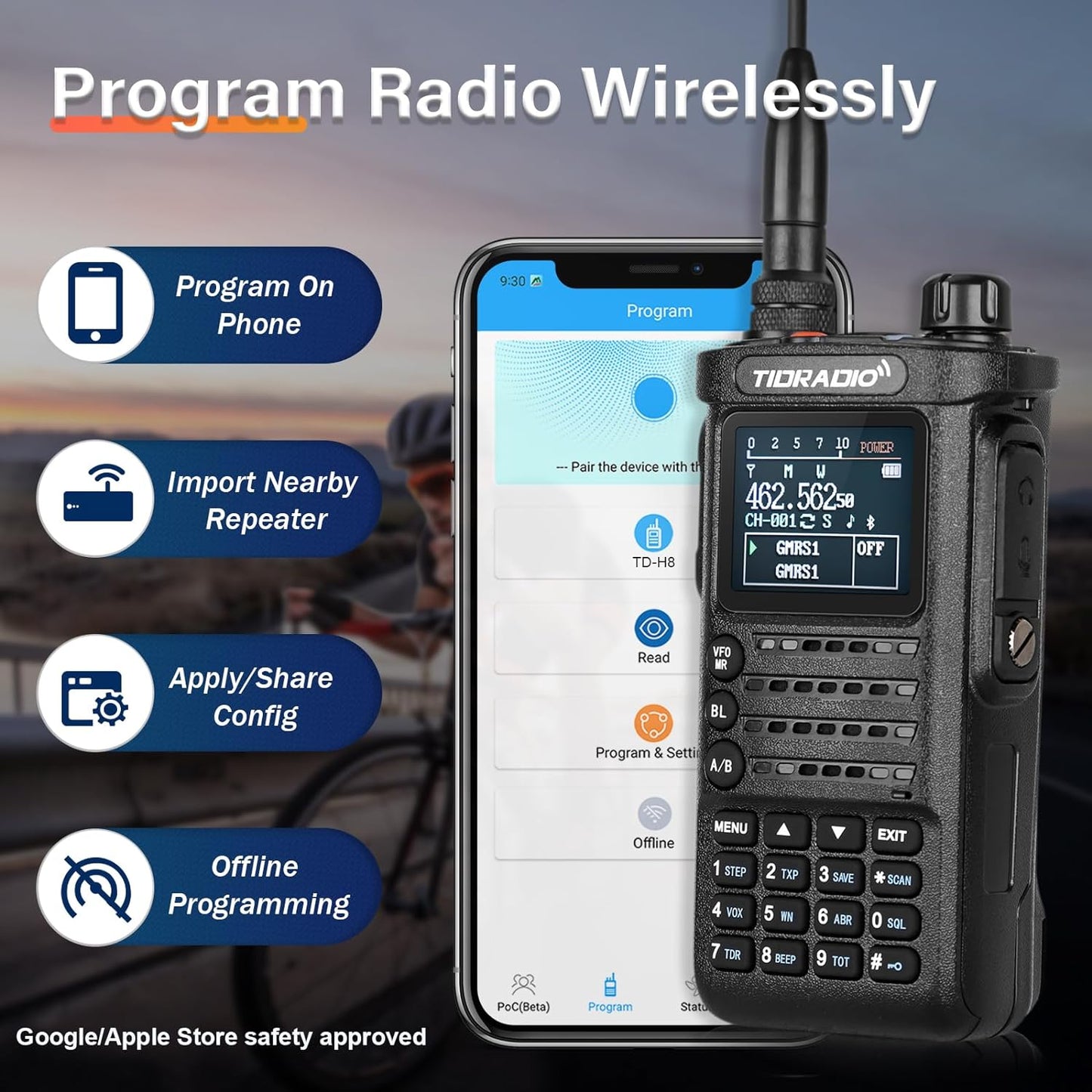 H8 Ham / GMRS Radio 4 Packs with 4 Upgraded Mic