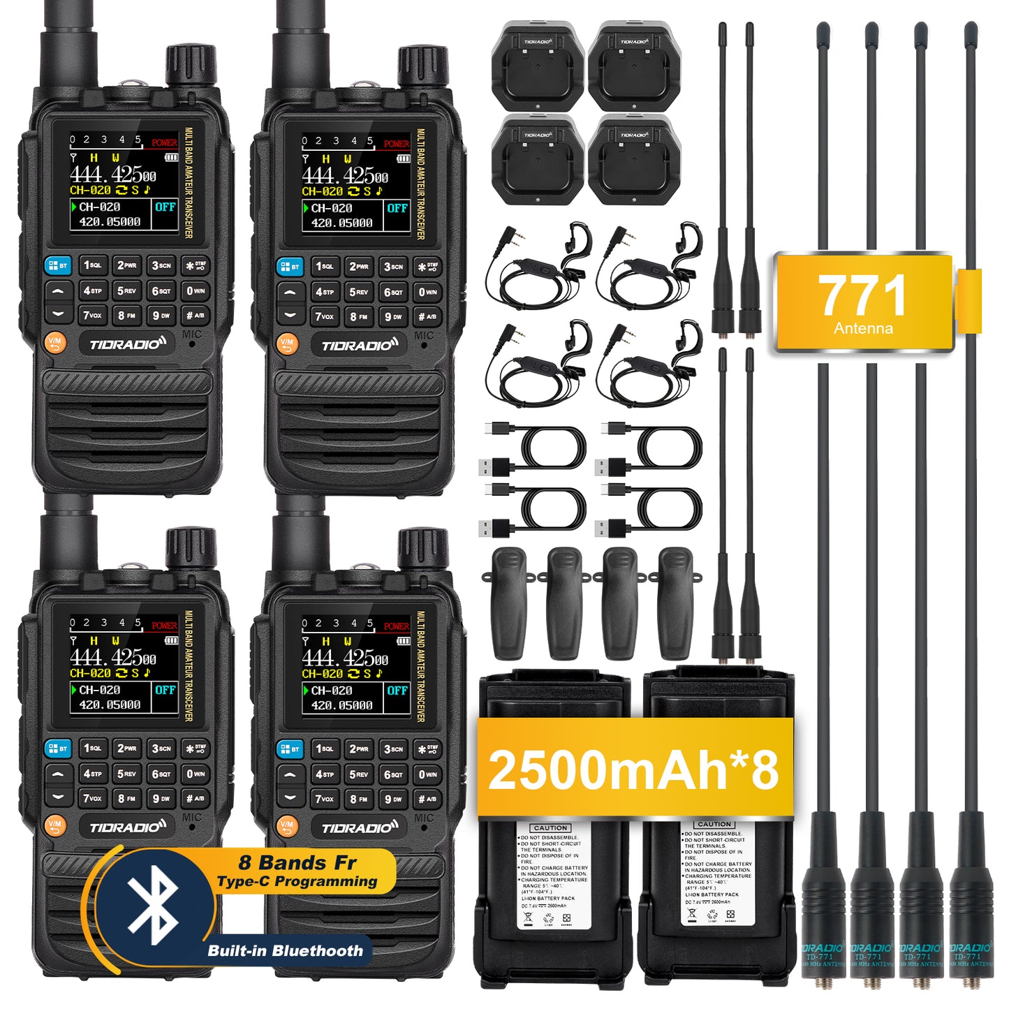 H3 Radio 4 Packs with 4 Spare Batteries