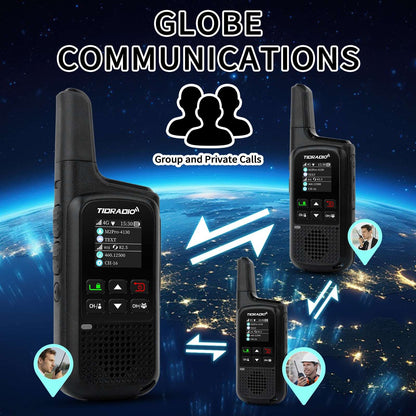 TIDRADIO 2w TD-M2 PRO Global Walkie Talkie Long Range 4G Cellular Network PoC Radios + FRS, Dual-Mode-Standby-PTT SIM Card with free app odmaster