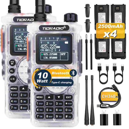 TIDRADIO TD H8 Ham GMRS Radio 2 Packs with 2 Spare Batteries & Programming Cable