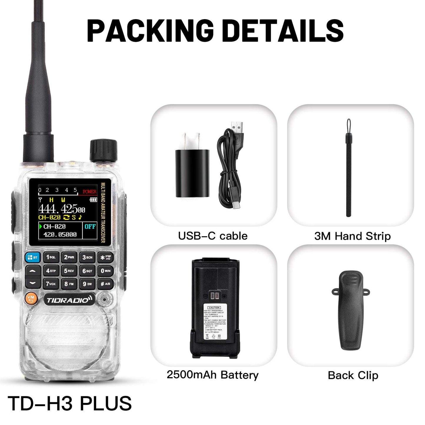 New Upgraded TIDRADIO H3 Plus Ham GMRS Unlocked Global Repeater Bluetooth Answerphone Air Band Long Range Wireless Programming AM airband  Wireless  Portable Radio with Upgradable firmware