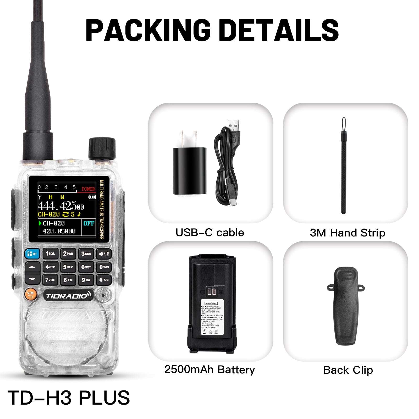 New Upgraded TIDRADIO H3 Plus Ham GMRS Unlocked Global Repeater Bluetooth Answerphone Air Band Long Range Wireless Programming AM airband  Wireless  Portable Radio with Upgradable firmware