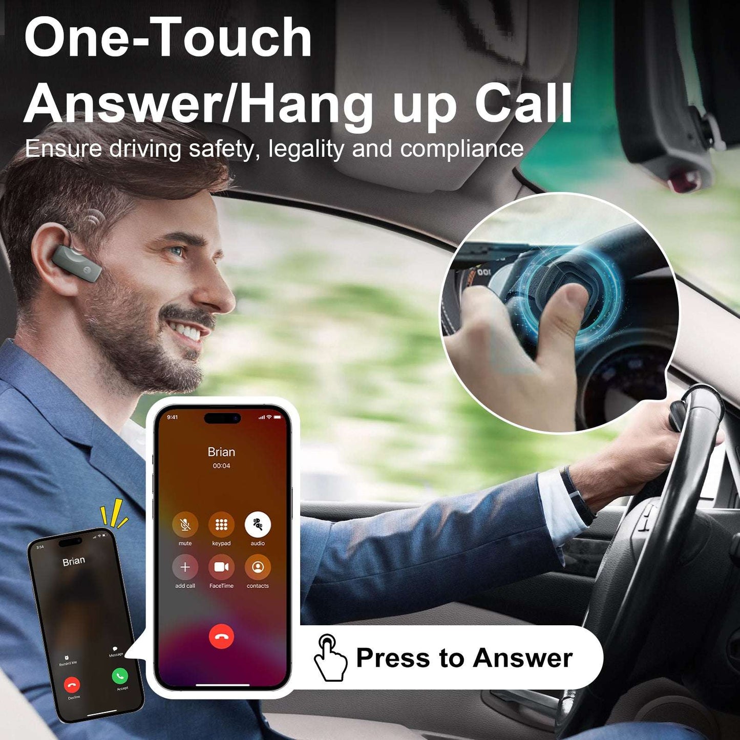 2 in 1 Wireless PTT Button for ODmaster APP (Mic & Programmer) Adapt to H3 Plus – Bluetooth Hands-Free Speaker Mic for PoC Radio & Mobile Phone, In-Car Wireless Speaker Mic for Car & Motorcycle, Outdoor Two-Way Radio Speaker Mic, Bicycle Helmet-Mount Mic, Portable Wireless Bluetooth Programming PTT Controller, Rugged Waterproof Radio Mic, Remote Wireless PTT Key for H3 Plus