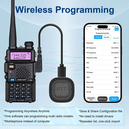 2 in 1 Wireless PTT Button for ODmaster APP (Mic & Programmer) Adapt to H3 plus