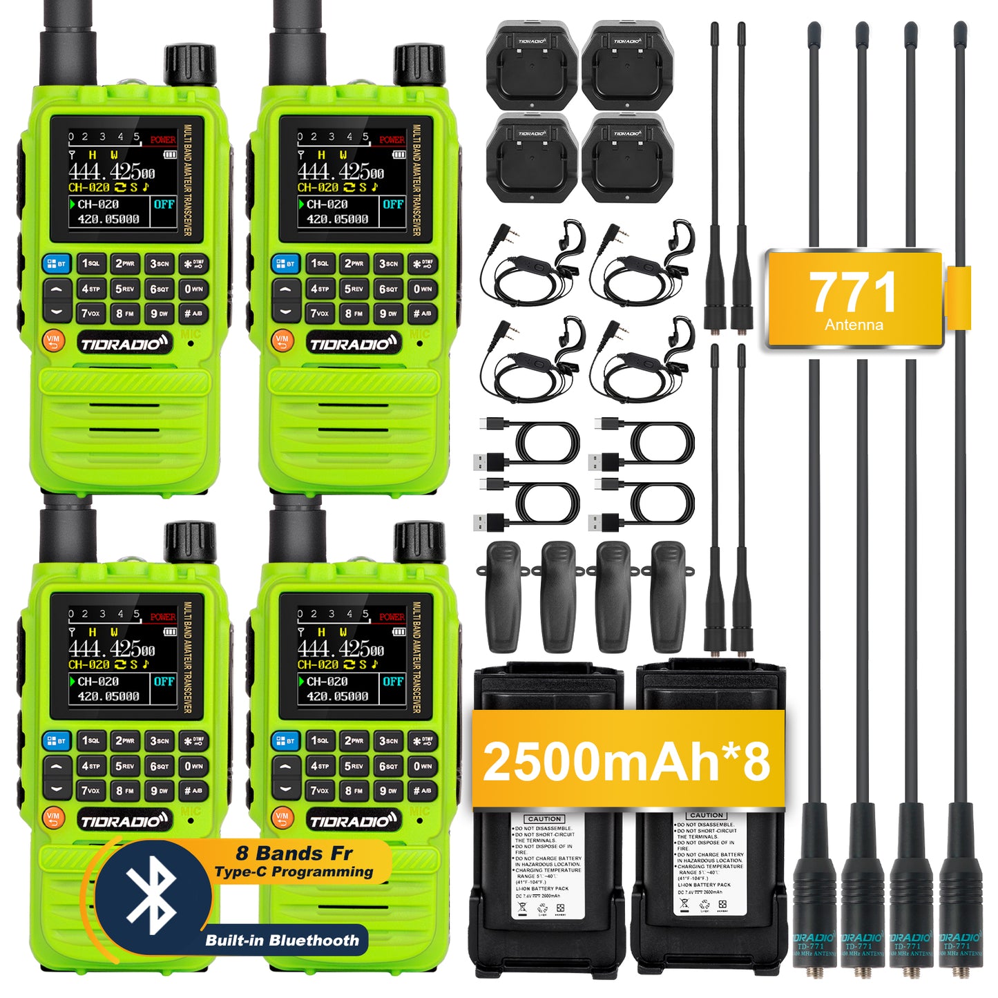 H3 Radio 4 Packs with 4 Spare Batteries