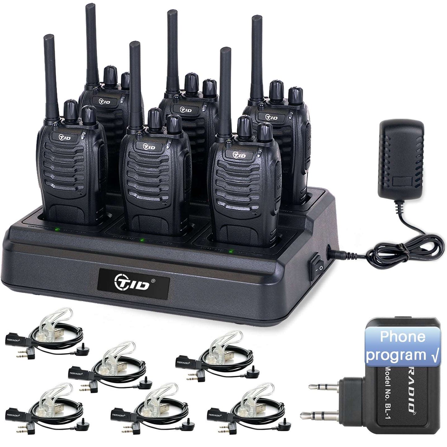 Tidradio TD-V2 (6 Packs) 16CH 2 Way Radio Long Range Walkie Talkies