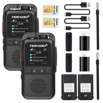 $9.99 Lifetime Free 4G LTE PoC Walkie Talkies Unlimited Range Two Way Rapid Radios with SIM Card Nationwide Global PTT Long Distance Communication for Family Logistics Company 2 Pack